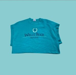 Reworked Wells Beach, Maine Cropped Crewneck
